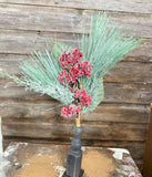 Icy Cinnabar Pine Spray, 18", Red and Green