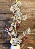 Frosted Mini Grape Leaf& Berries Spray, 36", Frosted Red and Green