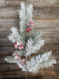 PVC Spray with Snow, 24", Red White and Green
