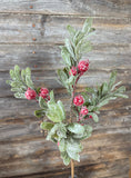Crystalline Mistleberry Spray, 22", Red and Green