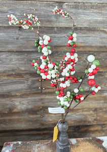 Dew Berry Spray , 18", Red White and Green
