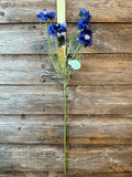 Cornflower Stem, 22", Dark Blue