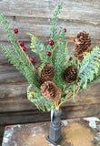 Cedar Pinecone Mixed Bush, 18", Red Green and Brown