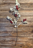 Frosted Mini Grape Leaf& Berries Spray, 36", Frosted Red and Green