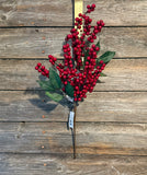 Berry Leaves Pick, 20", Red Green