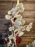 Frosted Mini Grape Leaf& Berries Spray, 36", Frosted Red and Green