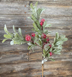 Crystalline Mistleberry Spray, 22", Red and Green