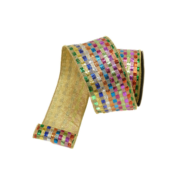 Tinsel Checks Ribbon, 2.5