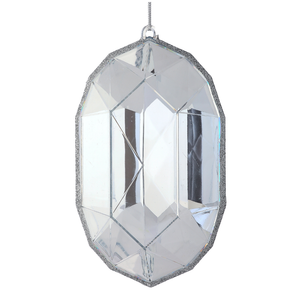 Clear Iridescent Acrylic Oval Precious Gem Ornament
