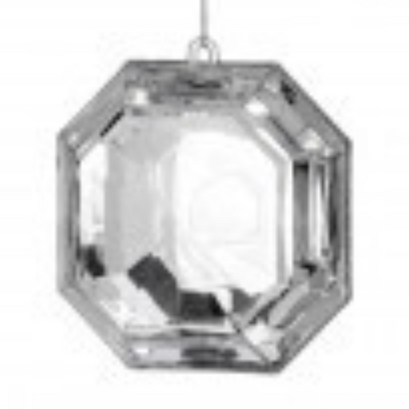 Clear Iridescent Acrylic Square Precious Gem Ornament