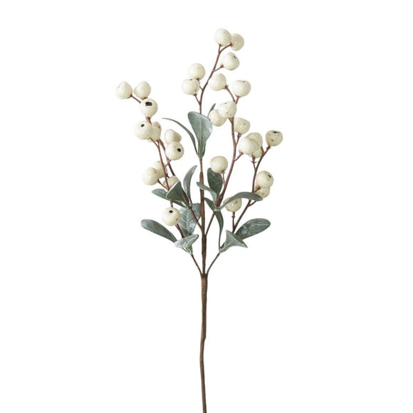  Cream Berry Leaves Pick 