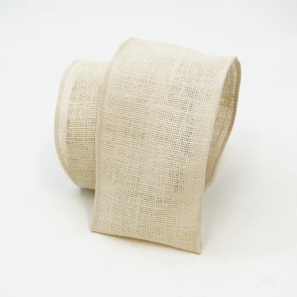 White Bright Burlap Ribbon