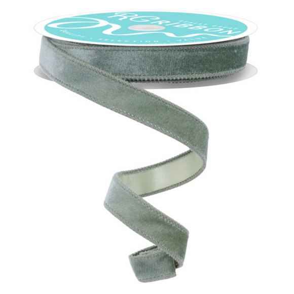 Sage Green Deluxe Velvet With Satin Backing Ribbon