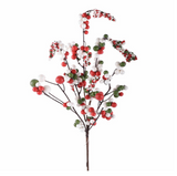 Red White and Green Holly Berry Spray
