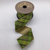  Lime Olive Hunter Green Dupion Bias Cut Plaid Ribbon 