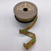  Olive Gold Orange Dupion Bias Cut Plaid Ribbon 