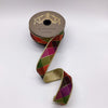  Fuchsia Green Purple Dupion Colorful Stain Glass Check Ribbon 