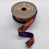  Purple Orange Black Dupion Salem Plaid Bias Cut Ribbon 