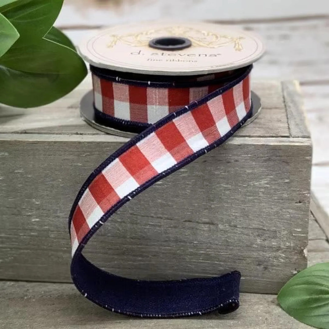 Faux Dupion Mini Check Ribbon, 1
