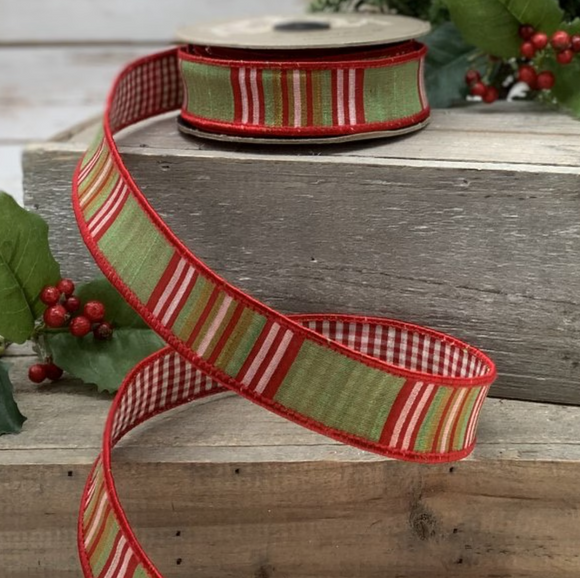 Roll of Multi-no two alike Faux Dupion North Pole Plaid No Two Alike  Ribbon