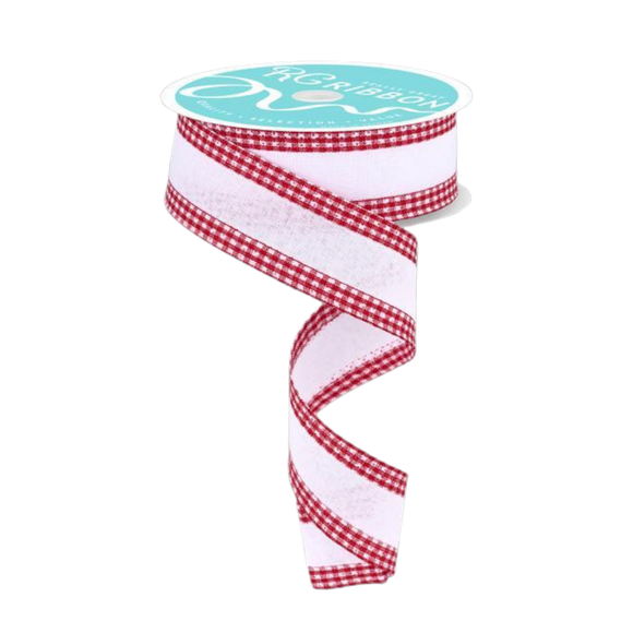 White Red Faux Royal Burlap Gingham Ribbon