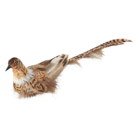 Natural Feather Quail Ornament With Clip
