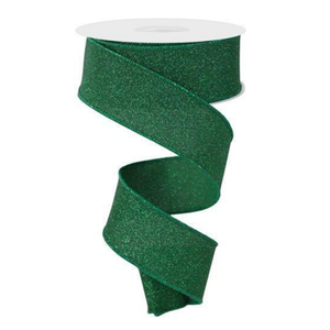 Emerald Green  Fine Glitter On Faux Royal Ribbon