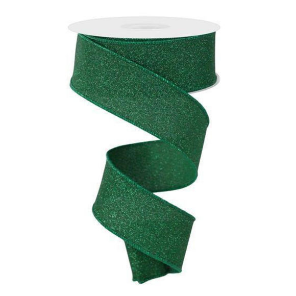 Emerald Green  Fine Glitter On Faux Royal Ribbon