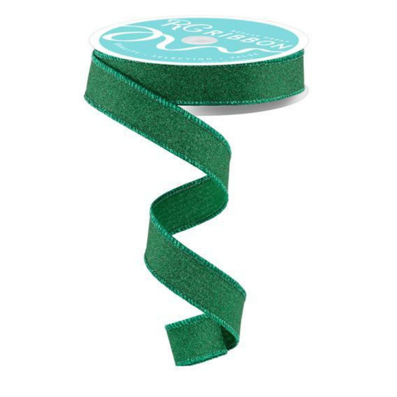 Emerald Green  Fine Glitter On Faux Royal Ribbon