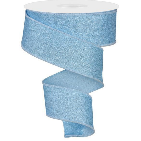 Pale Blue Fine Glitter On Royal Ribbon
