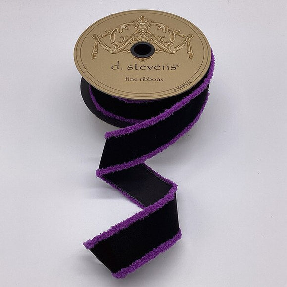  Black Purple Flocked Velvet Faux Fur Trim Ribbon 