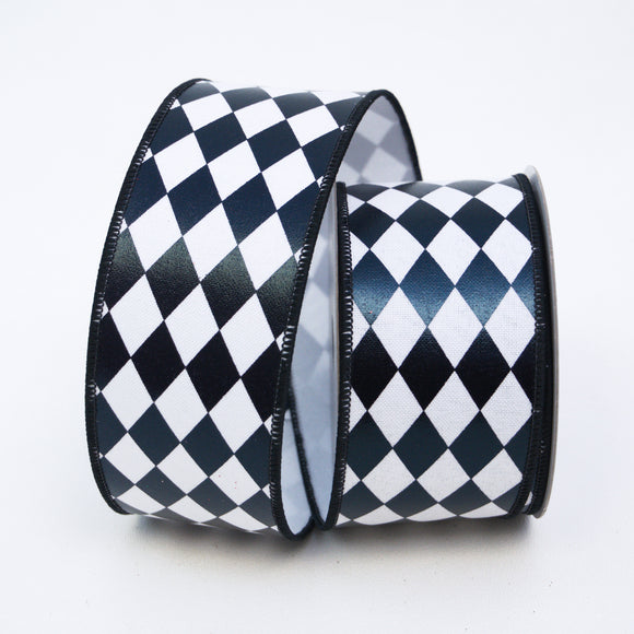 Black and White Foil Jester Diamonds Ribbon 