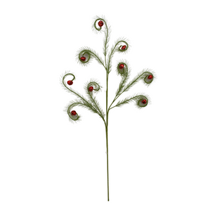 Green and Red Fuzzy Swirly Spray with Berry