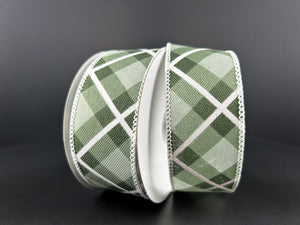 Sage Hunter White Georgina Plaid Ribbon