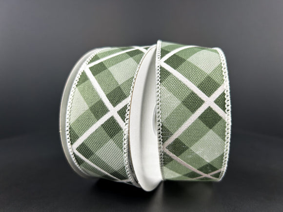 Sage Hunter White Georgina Plaid Ribbon