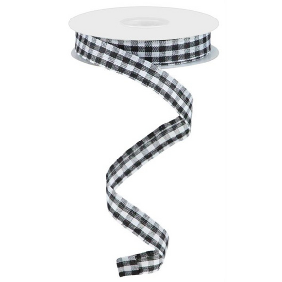 Black White Gingham Check Ribbon