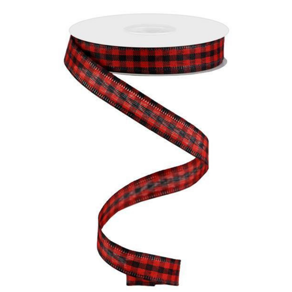 Red Black Gingham Check Ribbon