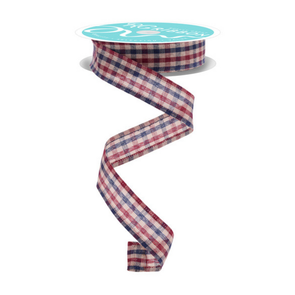 Red White And Blue Gingham Check Ribbon