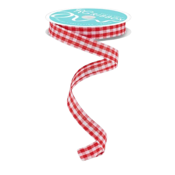 Red White Gingham Check Ribbon