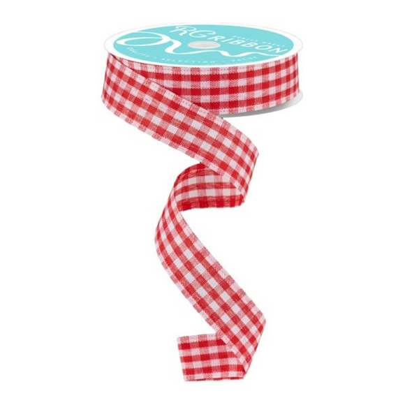 Red and White Gingham Check Ribbon