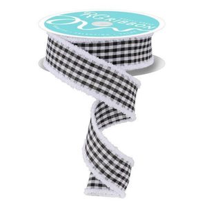 Black White Gingham Check With Drift Ribbon