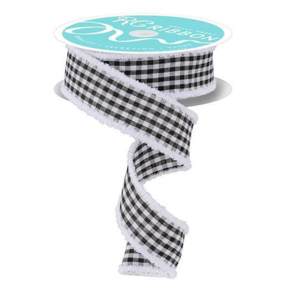 Black White Gingham Check With Drift Ribbon