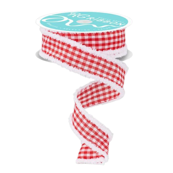 Red White Gingham Check With Drift Ribbon