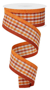 Orange Rust Cream Gingham Royal Ribbon