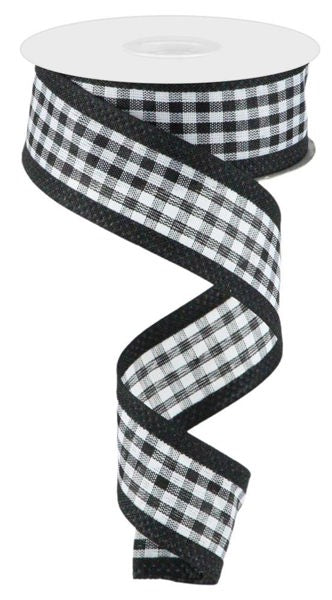 White Black Gingham Royal Ribbon