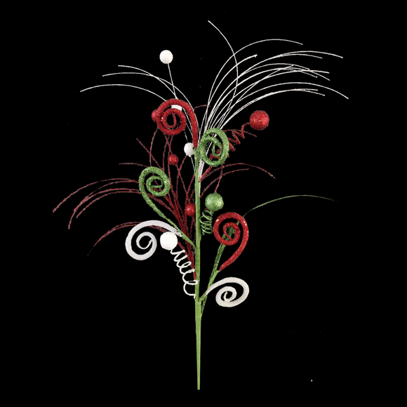 Red Green White Glitter Curl Ball Grass Spray