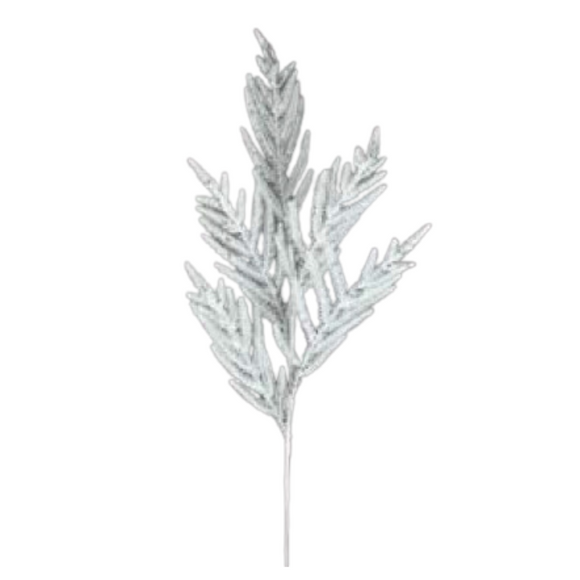 White Glitter  Fern Spray
