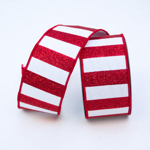 Red Glitter Horizontal Stripes Ribbon