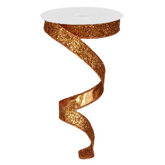 Copper Glitter On Metallic Ribbon