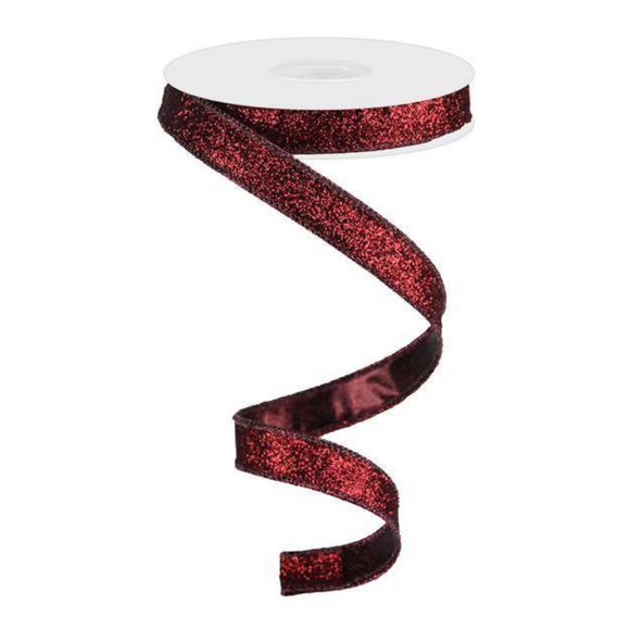 Cranberry Glitter On Metallic  Ribbon